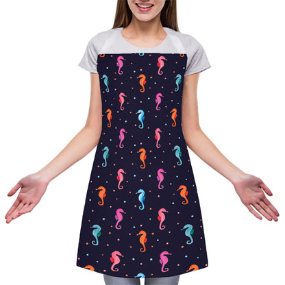 Colorful Seahorse Pattern Print Adjustable Apron