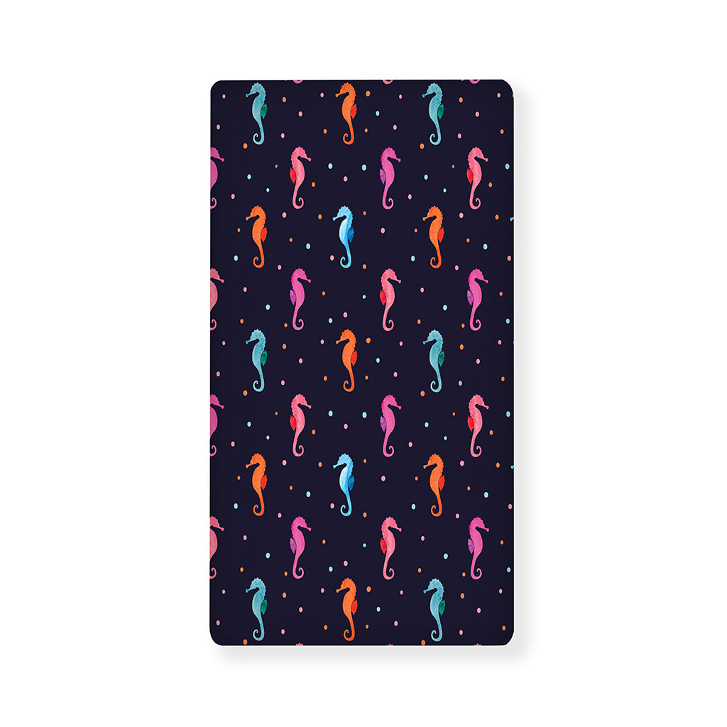 Colorful Seahorse Pattern Print Baby Crib Sheet