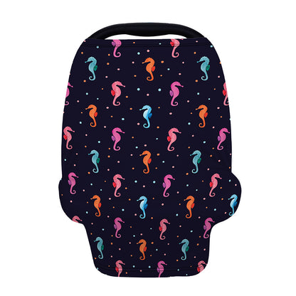 Colorful Seahorse Pattern Print Baby Seat Cover