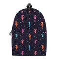 Colorful Seahorse Pattern Print School Backpack