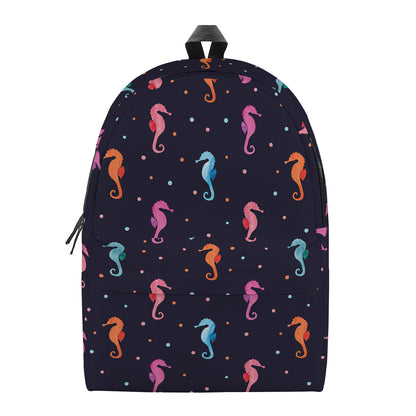 Colorful Seahorse Pattern Print Backpack