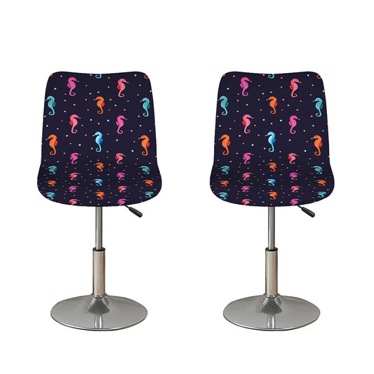 Colorful Seahorse Pattern Print Bar Stool Covers