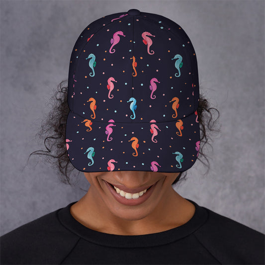 Colorful Seahorse Pattern Print Baseball Cap