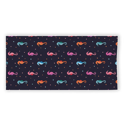 Colorful Seahorse Pattern Print Beach Towel