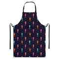 Colorful Seahorse Pattern Print Bib Apron With Pocket