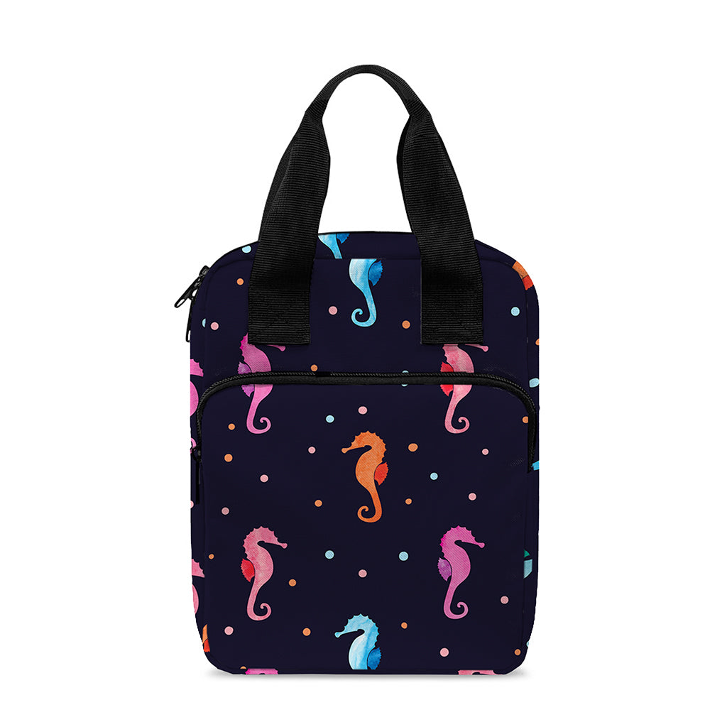Colorful Seahorse Pattern Print Bible Tote Bag