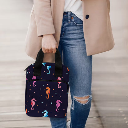 Colorful Seahorse Pattern Print Bible Tote Bag