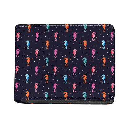 Colorful Seahorse Pattern Print Bifold Wallet