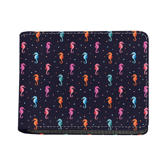 Colorful Seahorse Pattern Print Bifold Wallet