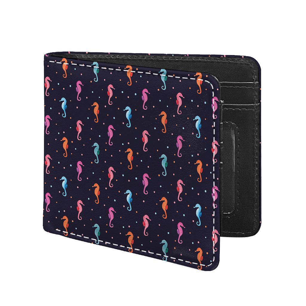 Colorful Seahorse Pattern Print Bifold Wallet