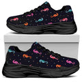 Colorful Seahorse Pattern Print Black Chunky Shoes