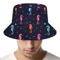 Colorful Seahorse Pattern Print Bucket Hat