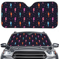 Colorful Seahorse Pattern Print Car Windshield Sun Shade