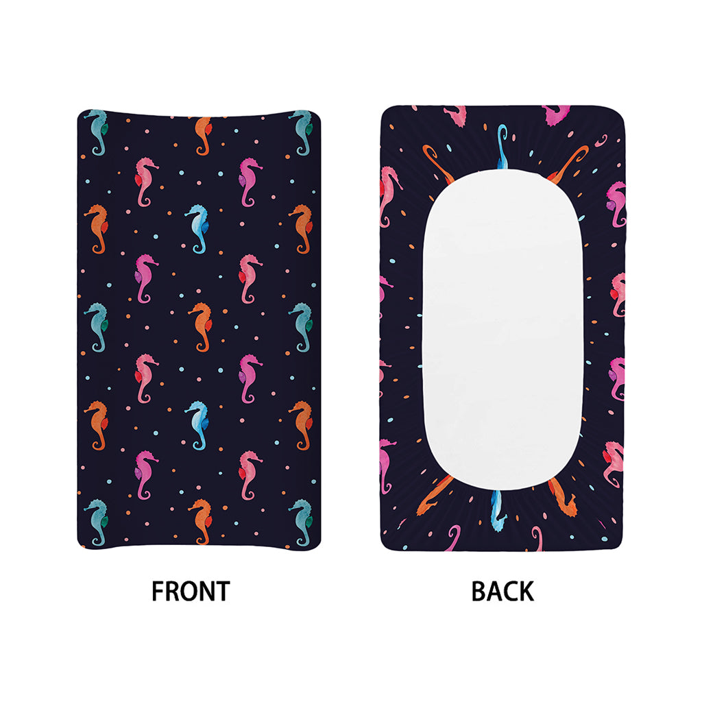 Colorful Seahorse Pattern Print Changing Pad Cover