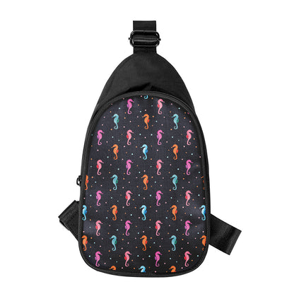 Colorful Seahorse Pattern Print Chest Bag