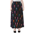 Colorful Seahorse Pattern Print Chiffon Maxi Skirt