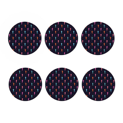 Colorful Seahorse Pattern Print Coaster Set