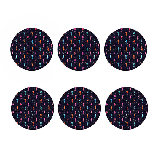Colorful Seahorse Pattern Print Coaster Set
