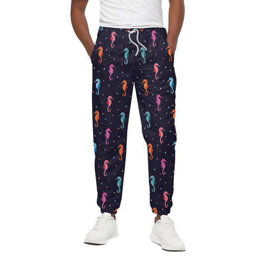 Colorful Seahorse Pattern Print Cotton Pants