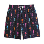 Colorful Seahorse Pattern Print Cotton Shorts
