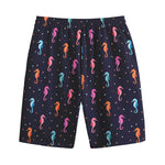 Colorful Seahorse Pattern Print Cotton Shorts