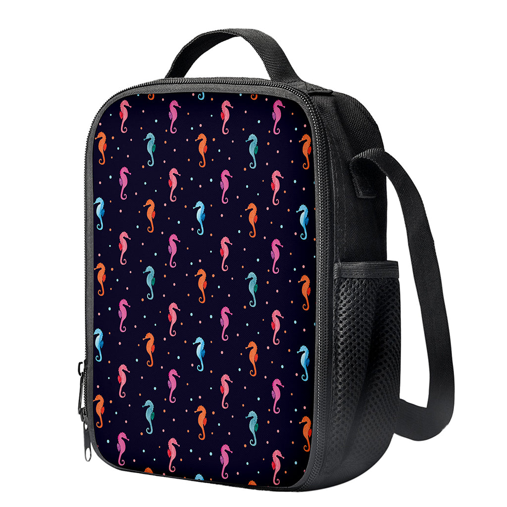 Colorful Seahorse Pattern Print Crossbody Lunch Bag
