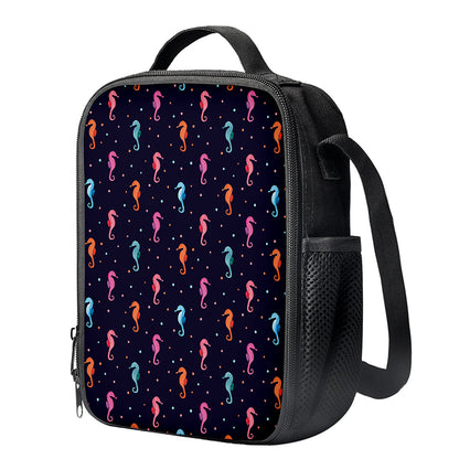 Colorful Seahorse Pattern Print Crossbody Lunch Bag