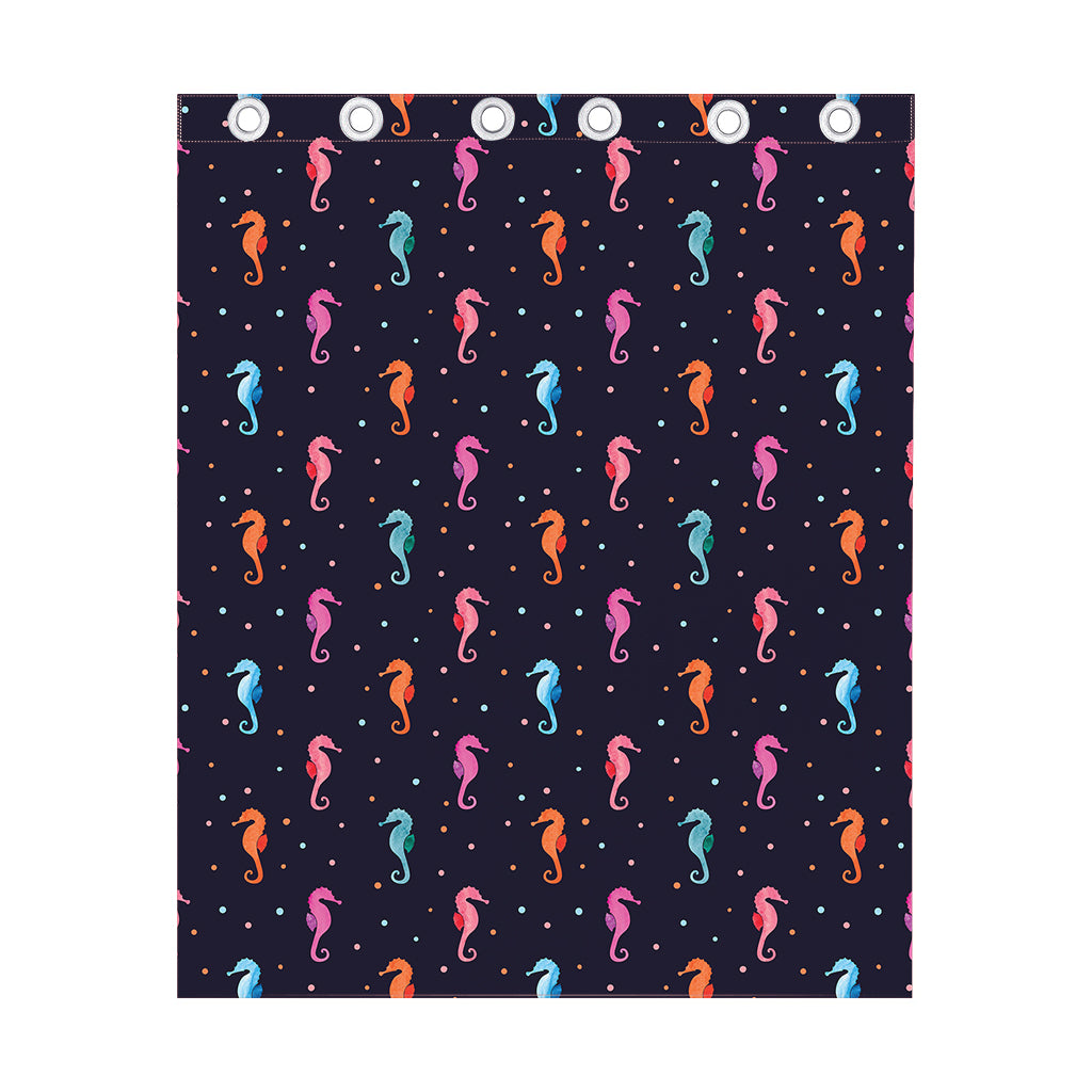 Colorful Seahorse Pattern Print Curtain