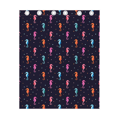 Colorful Seahorse Pattern Print Curtain