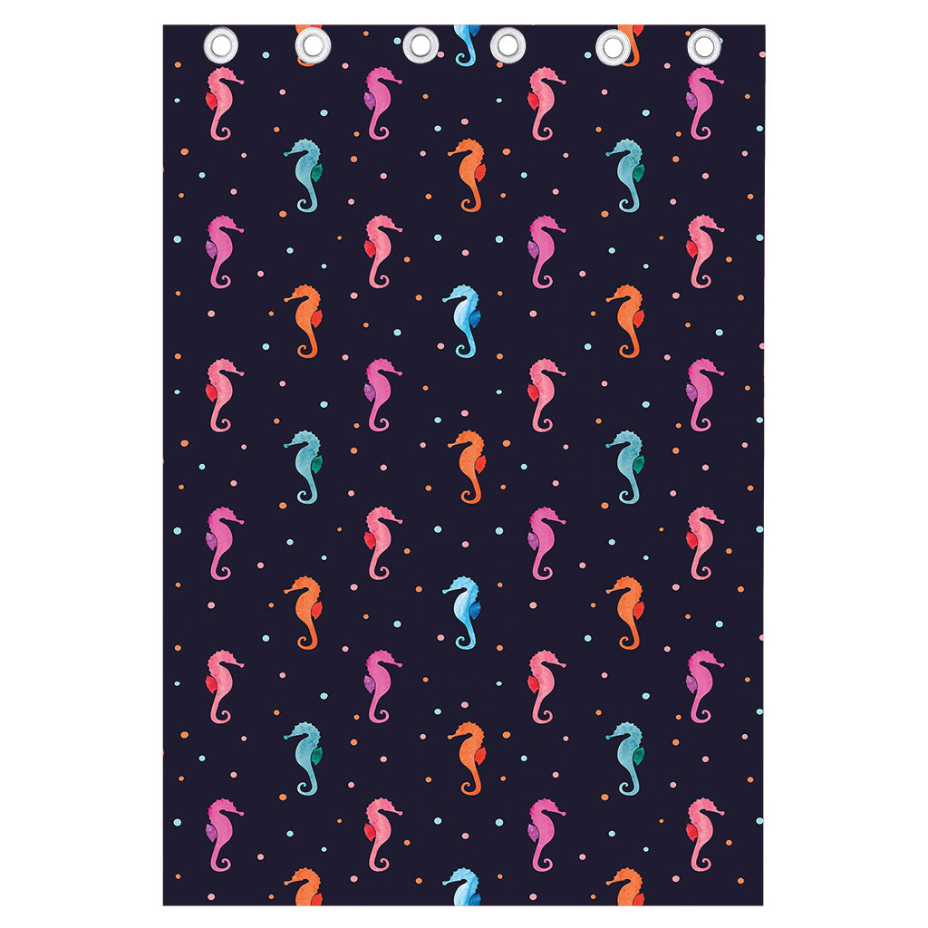 Colorful Seahorse Pattern Print Curtain