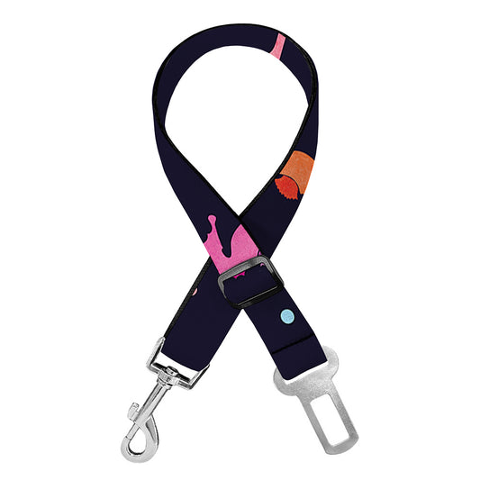 Colorful Seahorse Pattern Print Dog Seat Belt