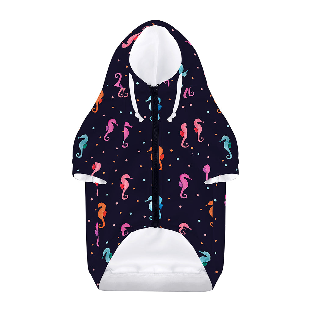 Colorful Seahorse Pattern Print Dog Zip Up Hoodie