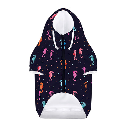 Colorful Seahorse Pattern Print Dog Zip Up Hoodie