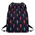 Colorful Seahorse Pattern Print Drawstring Backpack