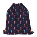 Colorful Seahorse Pattern Print Drawstring Bag