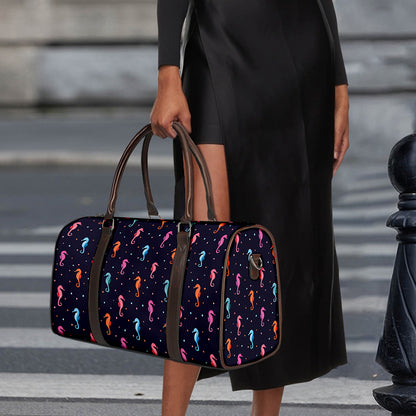 Colorful Seahorse Pattern Print Duffle Bag