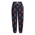 Colorful Seahorse Pattern Print Fleece Lined Knit Pants
