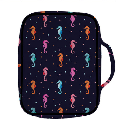 Colorful Seahorse Pattern Print Front Pocket Bible Bag