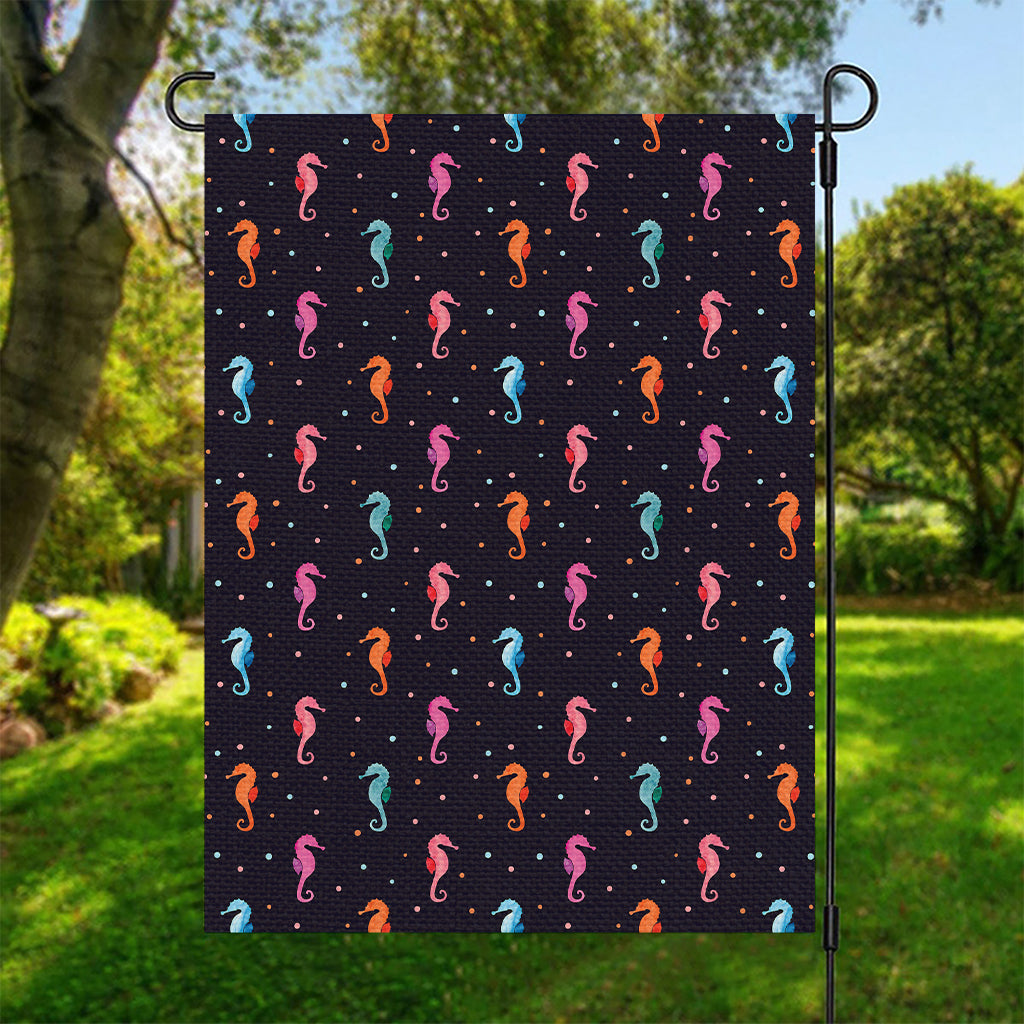 Colorful Seahorse Pattern Print Garden Flag