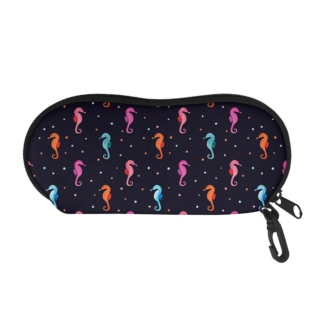 Colorful Seahorse Pattern Print Glasses Case