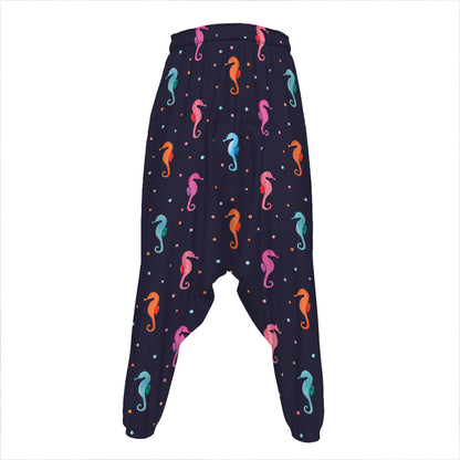Colorful Seahorse Pattern Print Hammer Pants