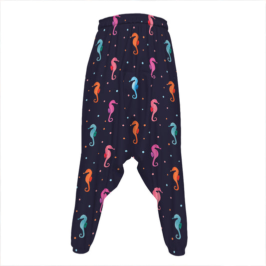 Colorful Seahorse Pattern Print Hammer Pants