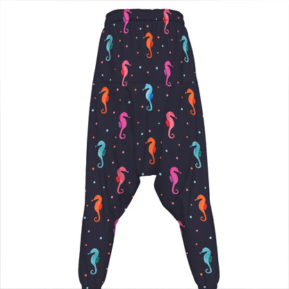 Colorful Seahorse Pattern Print Hammer Pants