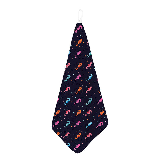 Colorful Seahorse Pattern Print Hand Towel
