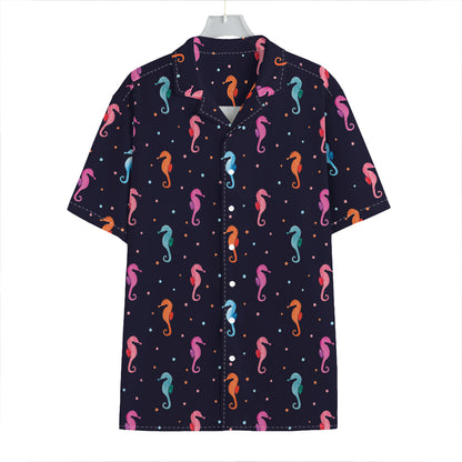Colorful Seahorse Pattern Print Hawaiian Shirt