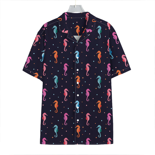 Colorful Seahorse Pattern Print Hawaiian Shirt