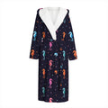 Colorful Seahorse Pattern Print Hooded Bathrobe