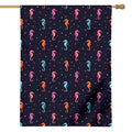 Colorful Seahorse Pattern Print House Flag