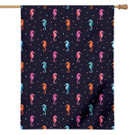 Colorful Seahorse Pattern Print House Flag