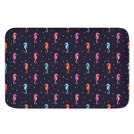 Colorful Seahorse Pattern Print Indoor Door Mat